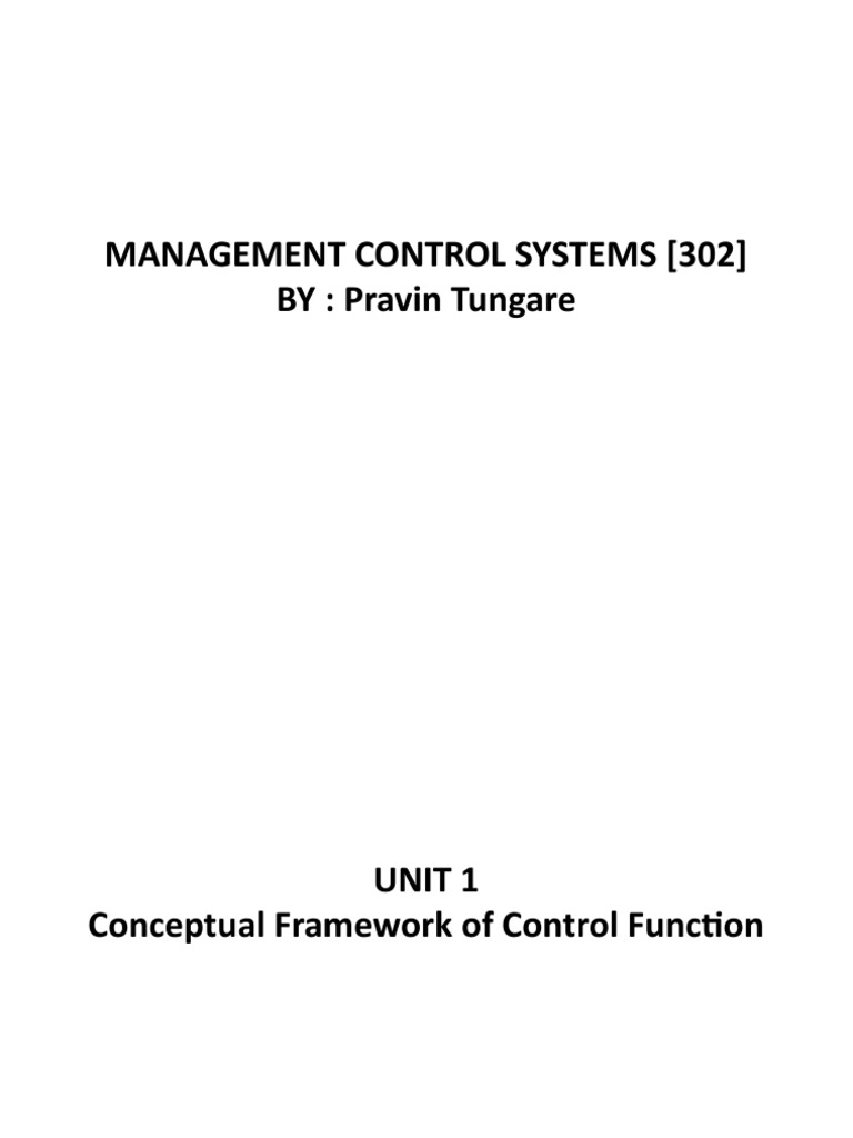 Management Control Systems Overview | PDF | System | Feedback