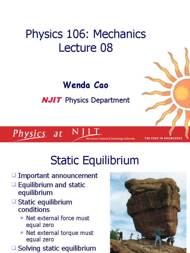 Static Equilibrium in Mechanics | PDF | Center Of Mass | Force