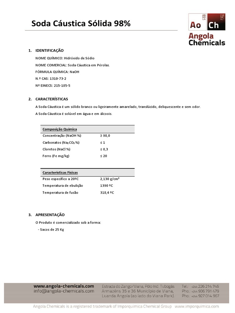 Composição e Características da Soda Cáustica | PDF