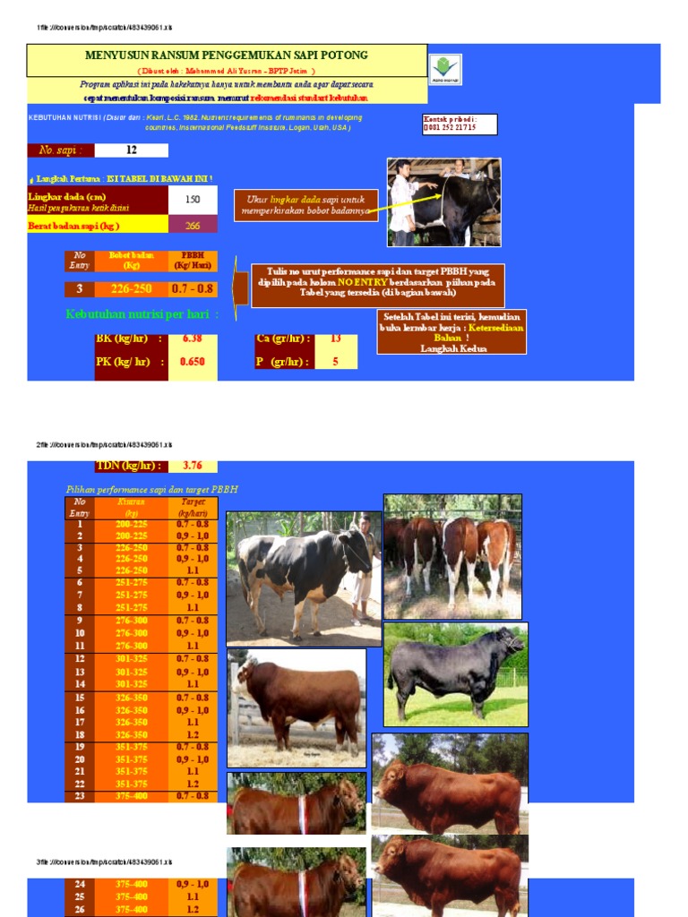 Ransum Nutrisi Sapi Potong Optimal | PDF