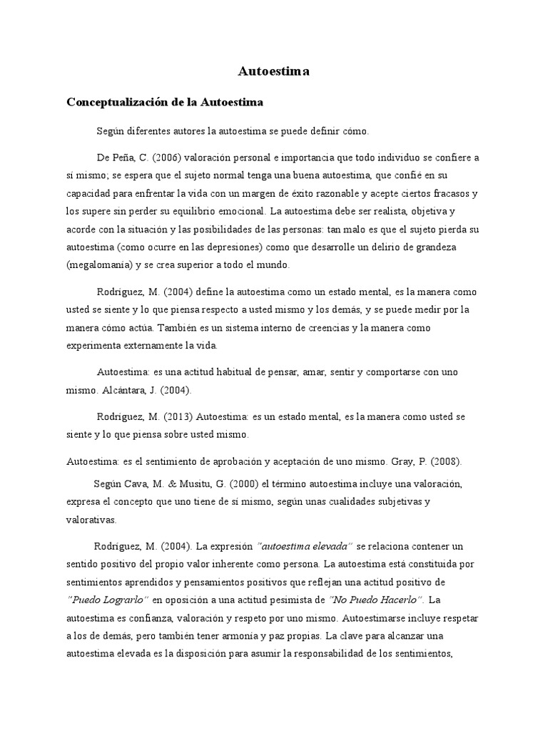 Conceptos y Importancia de la Autoestima | PDF | Autoestima | Actitud ...
