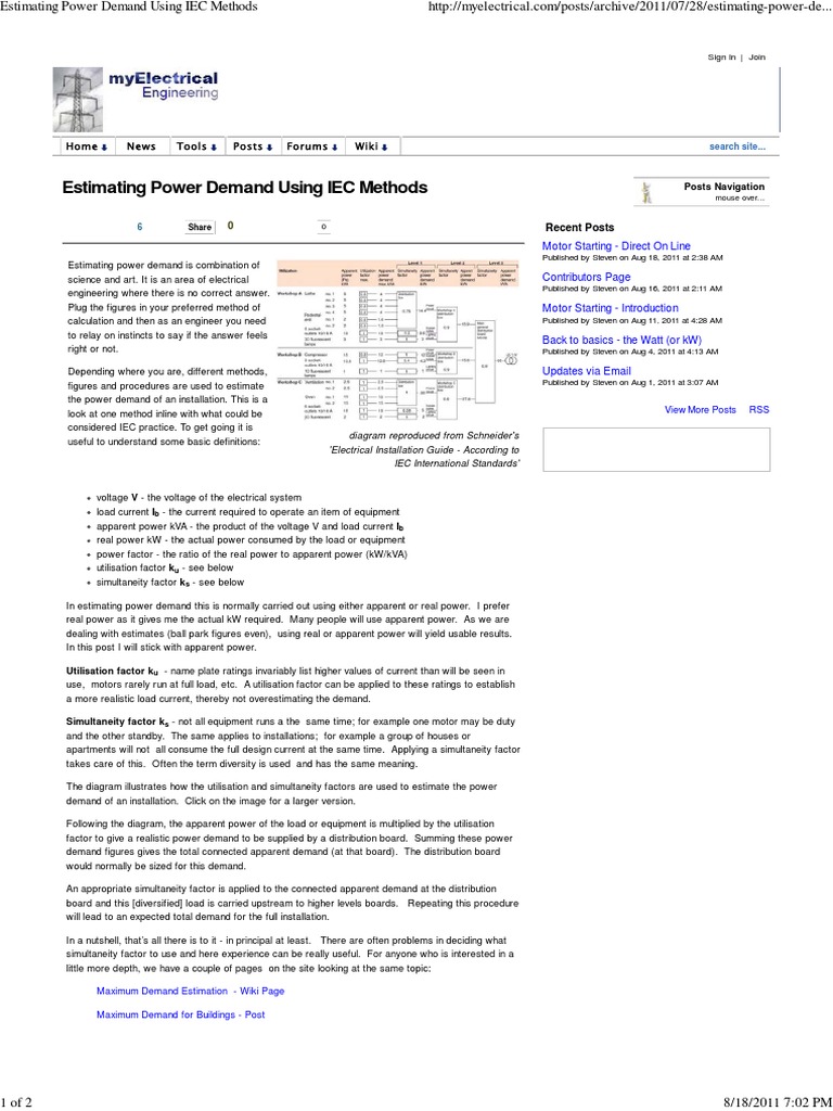Estimating Power Demand Using IEC Methods | PDF | Ac Power | Electrical ...