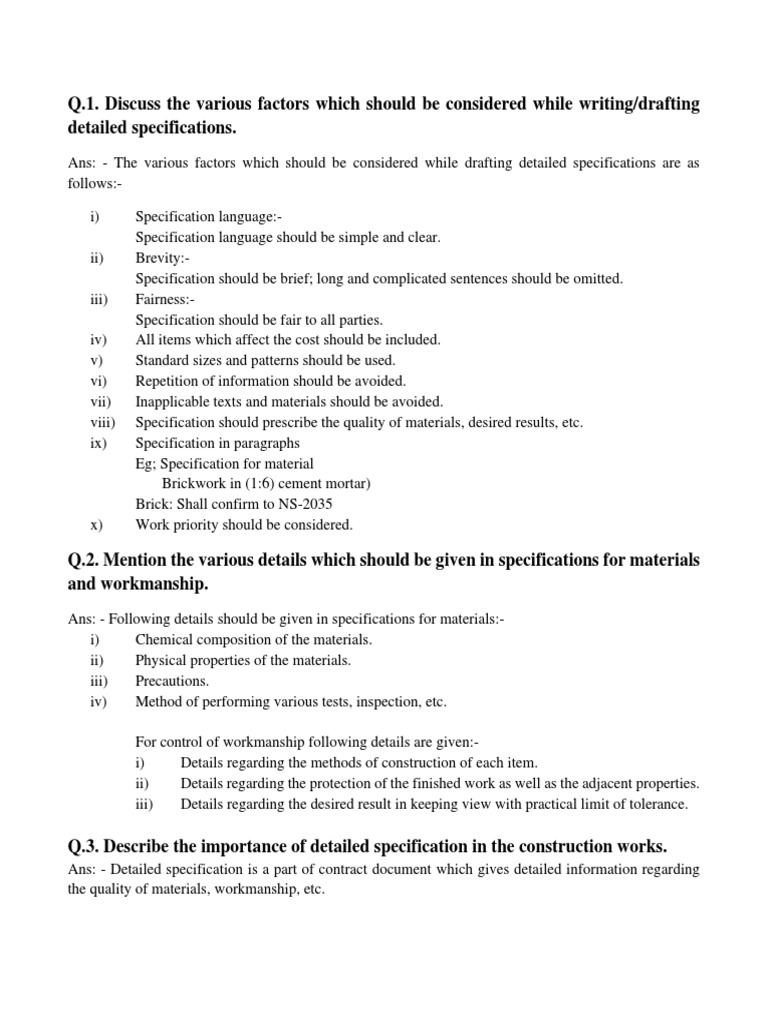 Specification Report PDF | PDF | Concrete | Specification (Technical ...