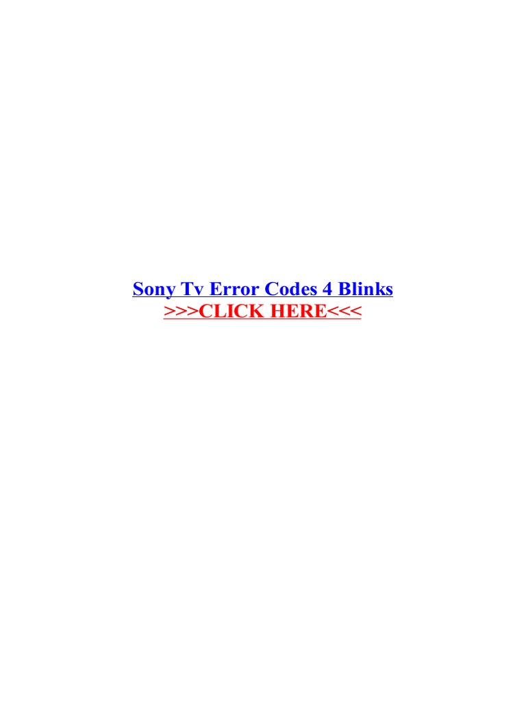 Sony TV Error Codes 4 Blinks PDF Liquid Crystal Display Media