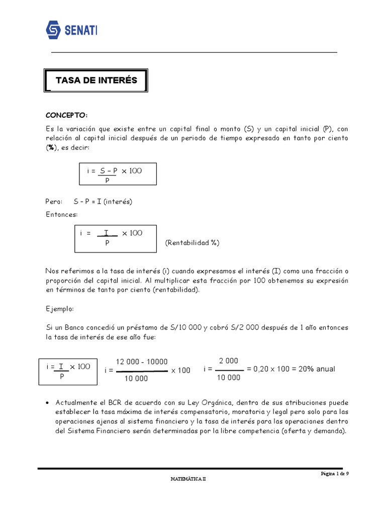 U2 Interés Simple I | PDF | Interés | Tasas de interés