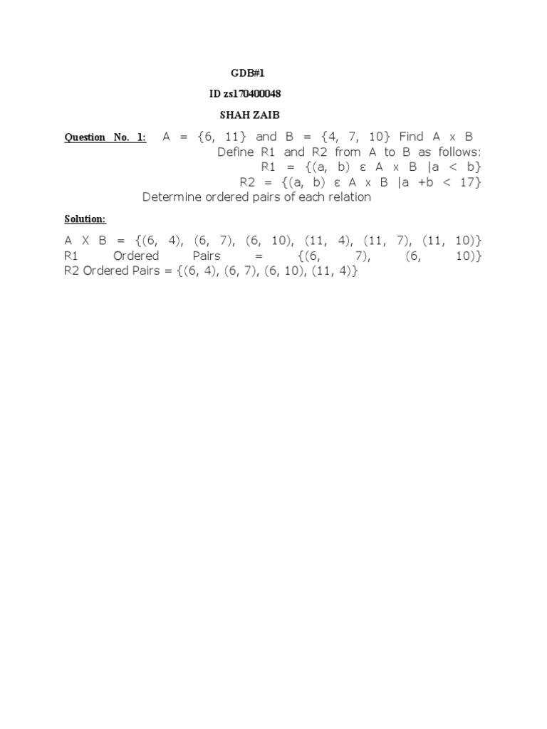 Relations and Ordered Pairs from Sets | PDF