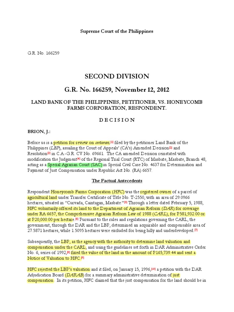 Supreme Court Ruling on Land Compensation | PDF | Jurisdiction | Res ...