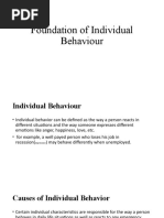 Foundation of Individual Behaviour