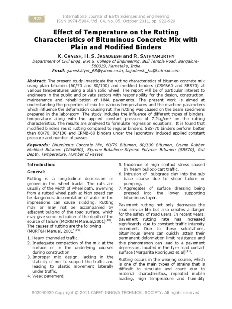Effect of Temperature On The Rutting | PDF | Road Surface | Asphalt