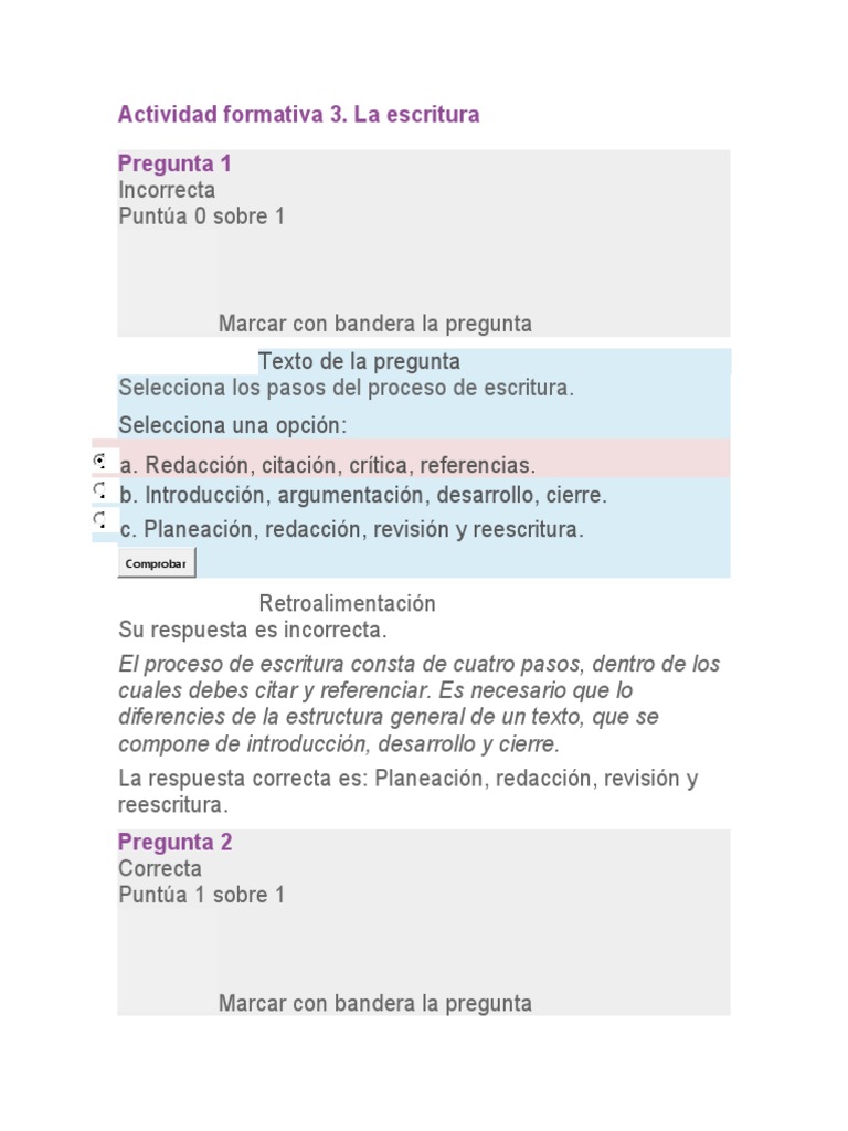 Proceso de Escritura: Actividad Formativa 3 | PDF | Realimentación ...