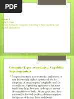Today's Goal: To Learn To Classify Computers According To Their Capability and Targeted Applications
