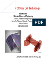 An Overview of Solar Cell Technology: Mike Mcgehee Materials Science and Engineering