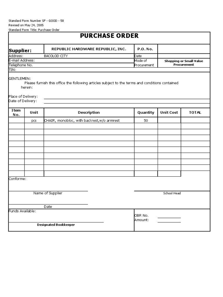 Purchase Order Template | PDF