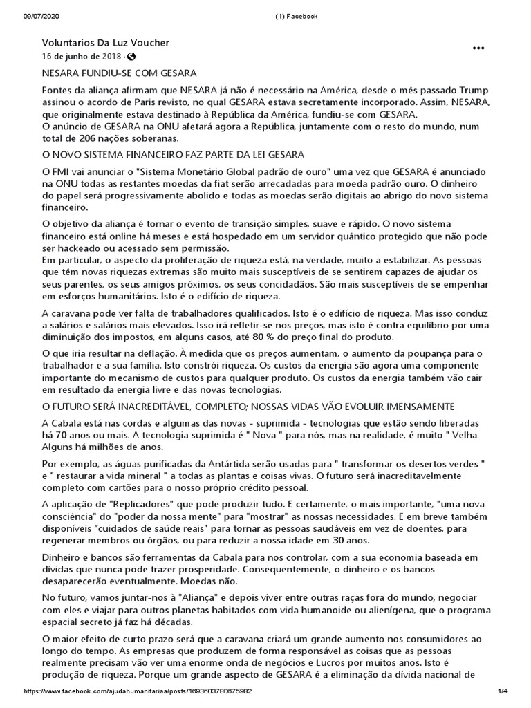 GESARA Se Fundiu Com Nesara Sistema Financeiro e Espiritual PDF PDF
