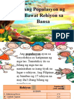 AP Aralin 12 Ang Populasyon NG Bawat Rehiyon Sa Bansa