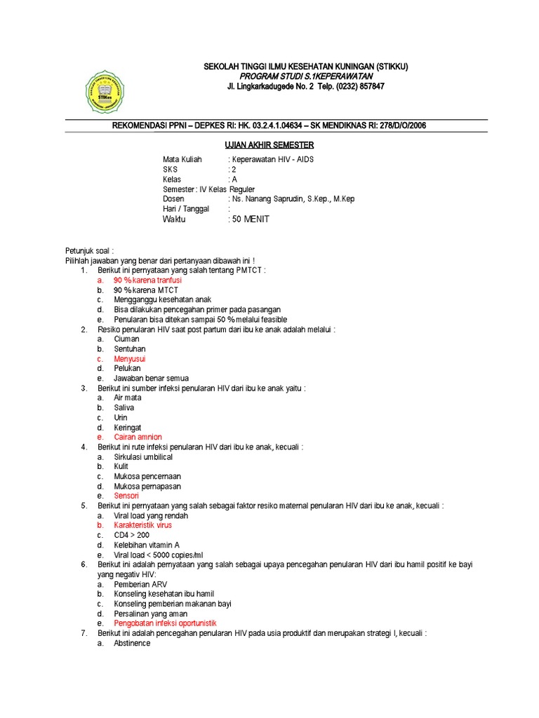Uas Keperawatan Hiv - Aids | PDF