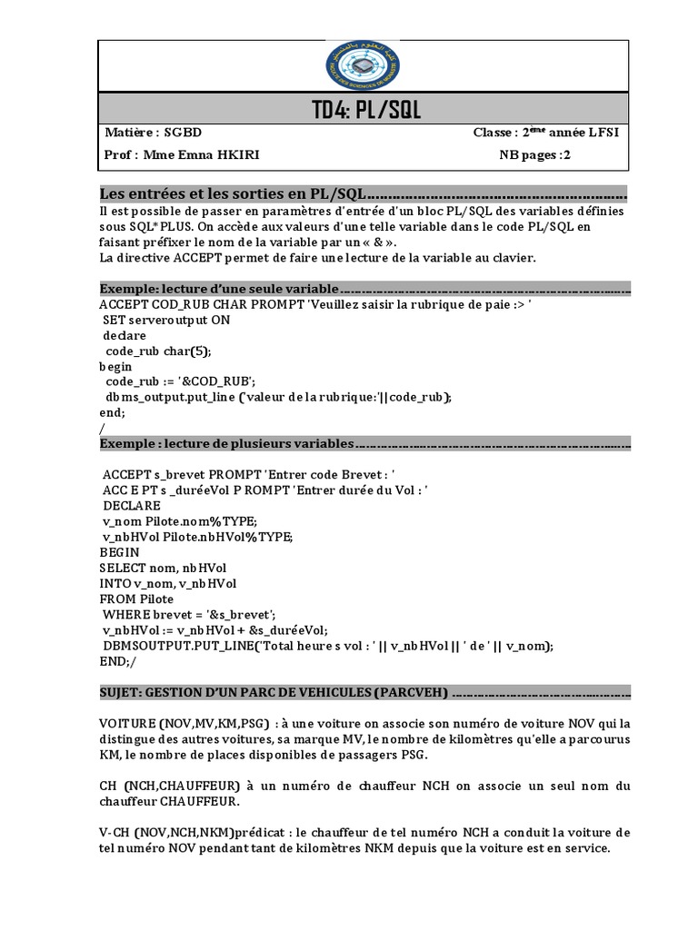 TD4PL PDF | PDF | SQL | Données informatiques