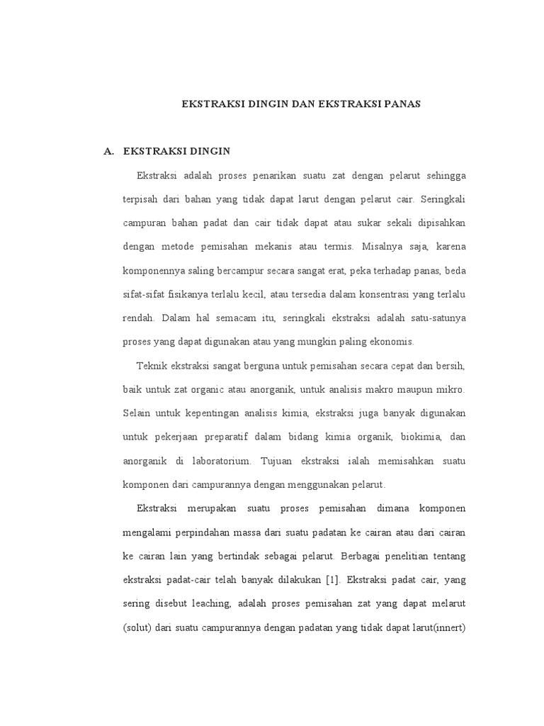 Ekstraksi Dingin Dan Ekstraksi Panas | PDF