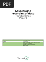 Sources and Recording of Data: Mark Schemes Paper 1