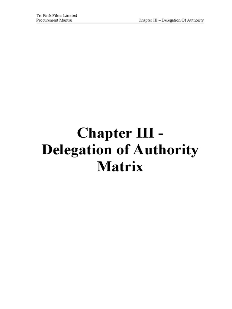 Chapter III - Delegation of Authority Matrix | PDF | Business ...