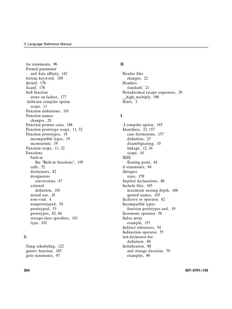 C Language Reference Manual | PDF | Subroutine | Scope (Computer Science)