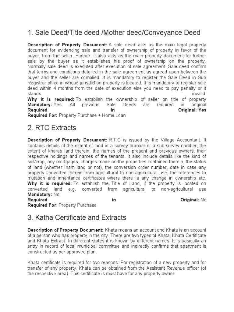 Documents During Property Sale | PDF | Deed | Mortgage Loan