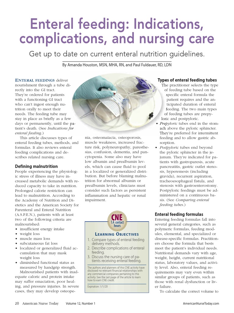 Enteral Feeding Indications, Complications, and Nursing Care PDF