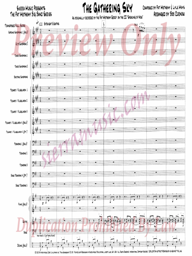ビッグバンド楽譜「THE GATHERING SKY」Pat Metheny Gathering Sky | PDF | Social Science | Language Arts & Discipline