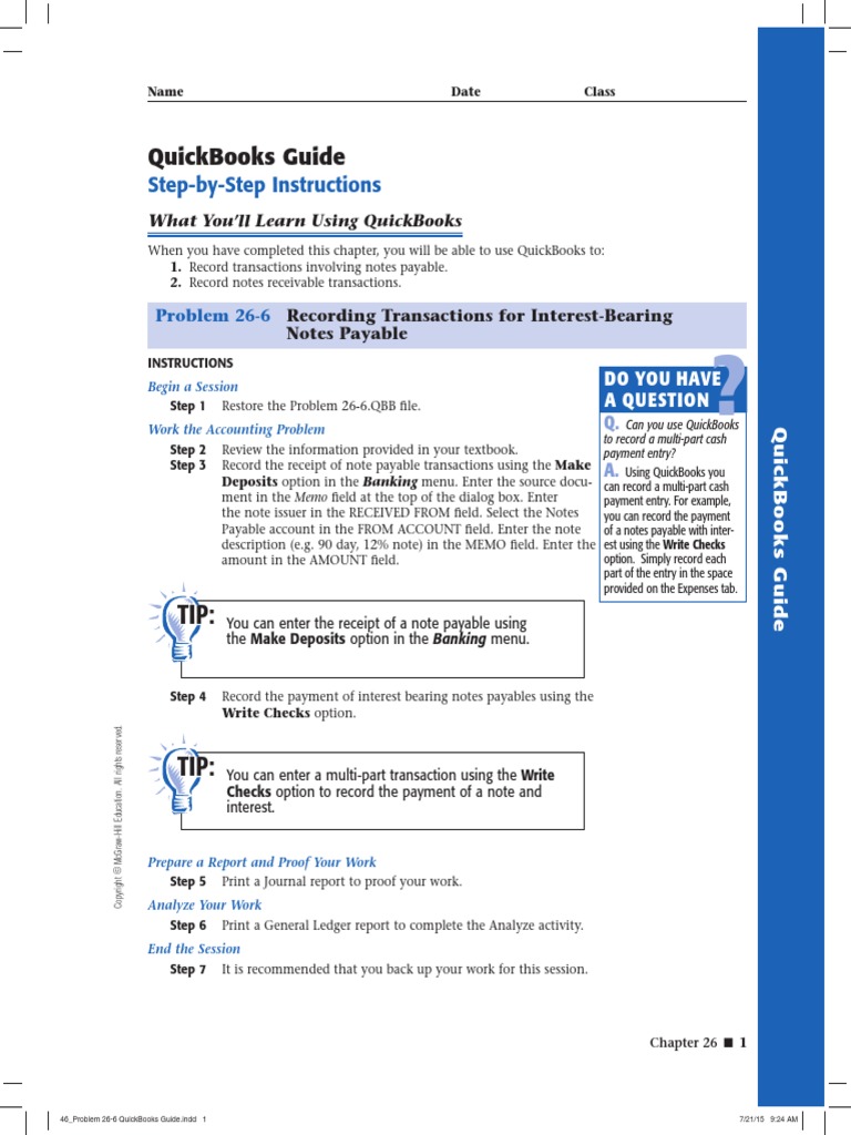 Problem 26-6 QuickBooks Guide PDF | PDF | Finance & Money Management