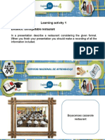 Learning Activity 1: Evidence: Unforgettable Restaurant