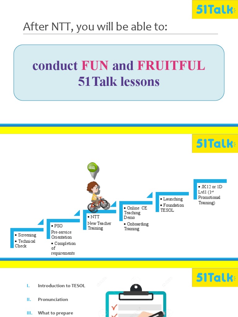 After NTT, You Will Be Able To:: Conduct and 51talk Lessons | PDF