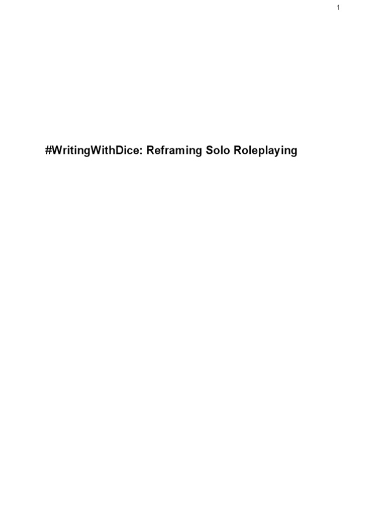 Solo Roleplaying with Writing and Dice | PDF | Picts | Brainstorming