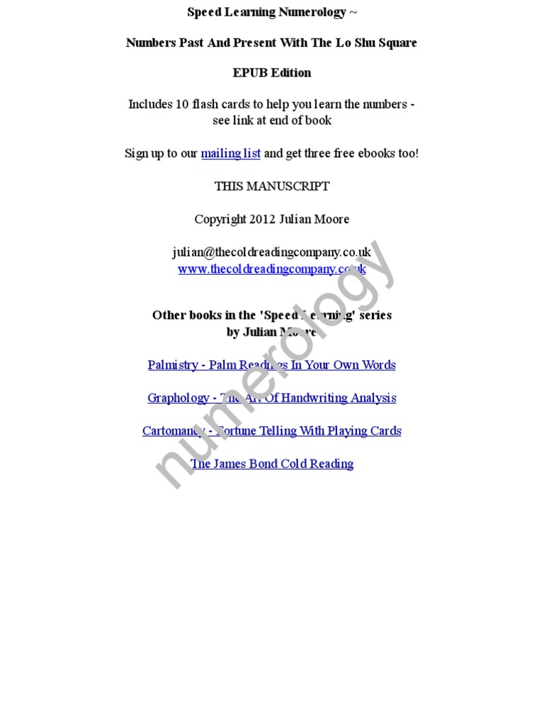 Speed Learning Numerology Numbers Past A | PDF | Graphology | Self Control