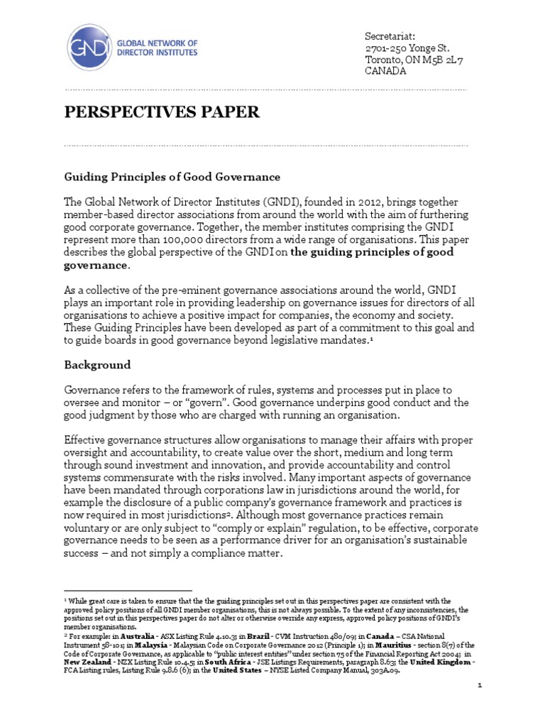 Guiding Principles for Good Governance | PDF | Governance | Good Governance