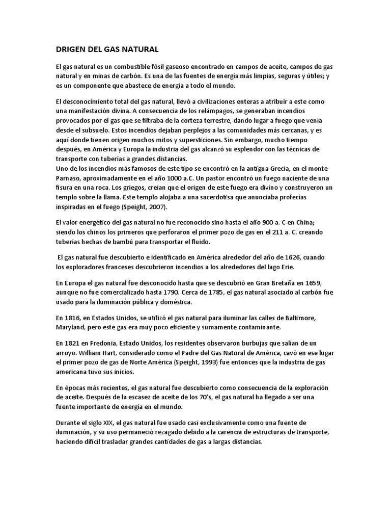 Historia del Gas Natural | PDF | Gas natural | Transporte