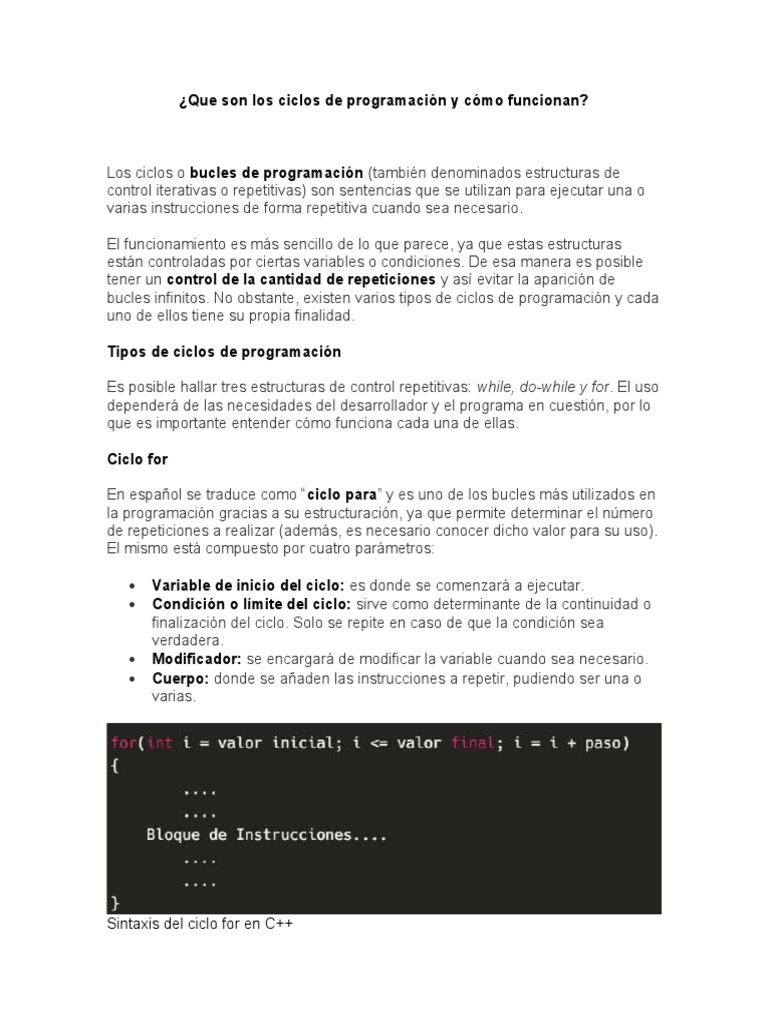 Tipos de ciclos en programación | PDF | Programación de computadoras ...