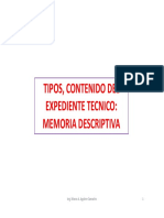 Planificación Obras (Id) -Tipos, contenido expediente técnico. Memoria descriptiva