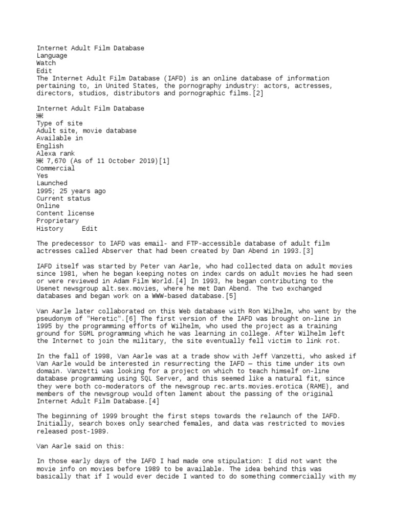 Internet Adult Film Database Lang | PDF | Internet | Society