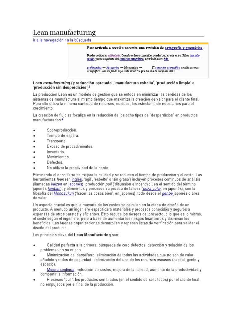 Lean Manufacturing: Eficiencia y Valor | PDF | Lean Manufacturing ...