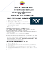 Requisitos para Inscripción 2018 - 2019 PDF