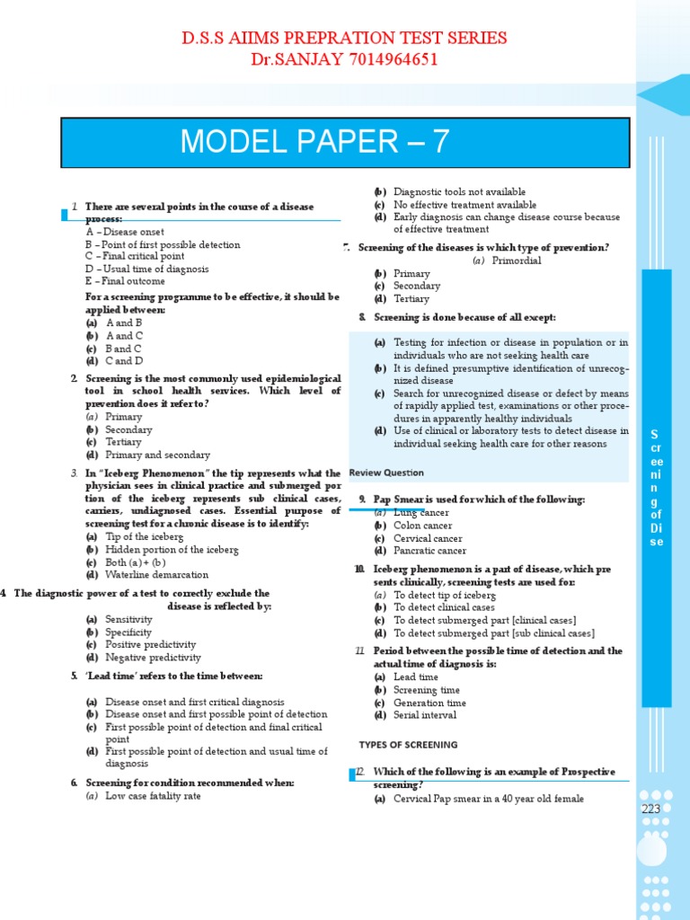 Model Paper - 7: D.S.S Aiims Prepration Test Series DR - SANJAY ...