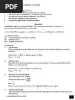 Topic: Mechanics and Properties of Matter Sub-Topic: Machines Specific Objectives