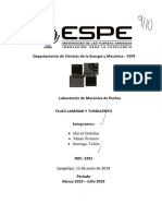 Lab 8. Flujo Laminar y Turbulento