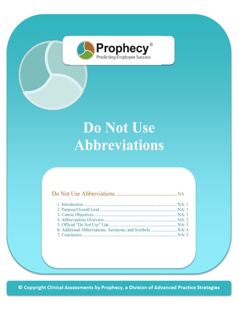 Do Not Use Abbreviations PDF Joint Commission Medicine