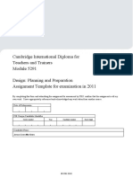 Cambridge International Diploma For Teachers and Trainers Design: Planning and Preparation Assignment Template For Examination in 2011