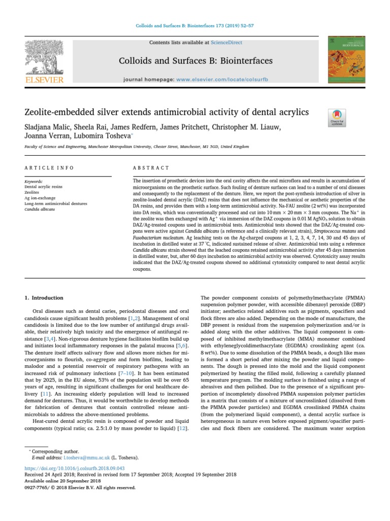 Zeolite-Embedded Silver Extends Antimicrobial Activity of Dental ...