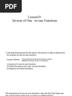 Lesson10: Inverse of One - To-One Functions