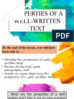 Properties of Well-Written Text