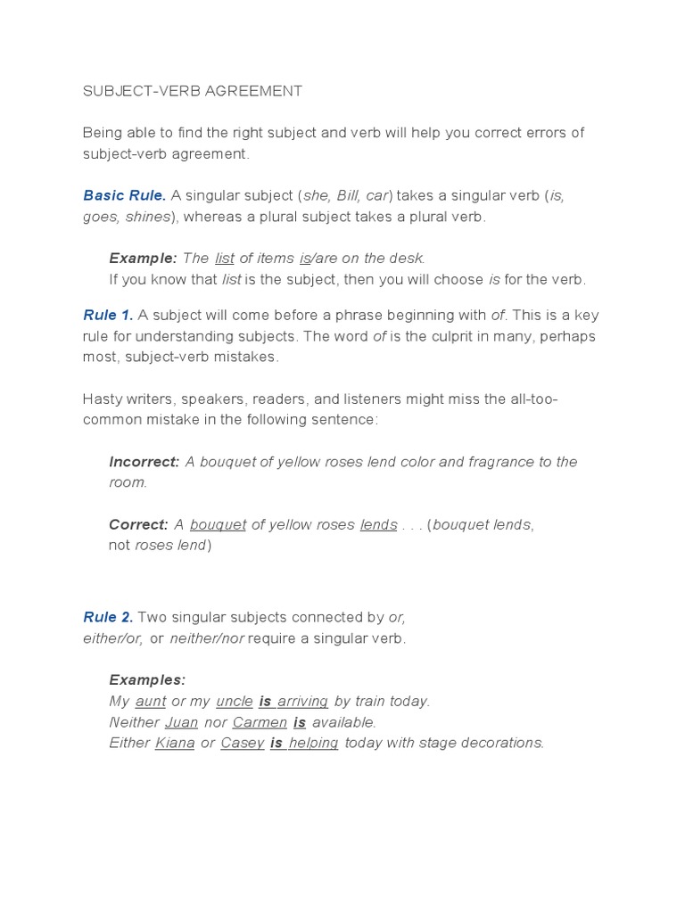 Basic Rule. Example The List of Items Is/are On The Desk PDF