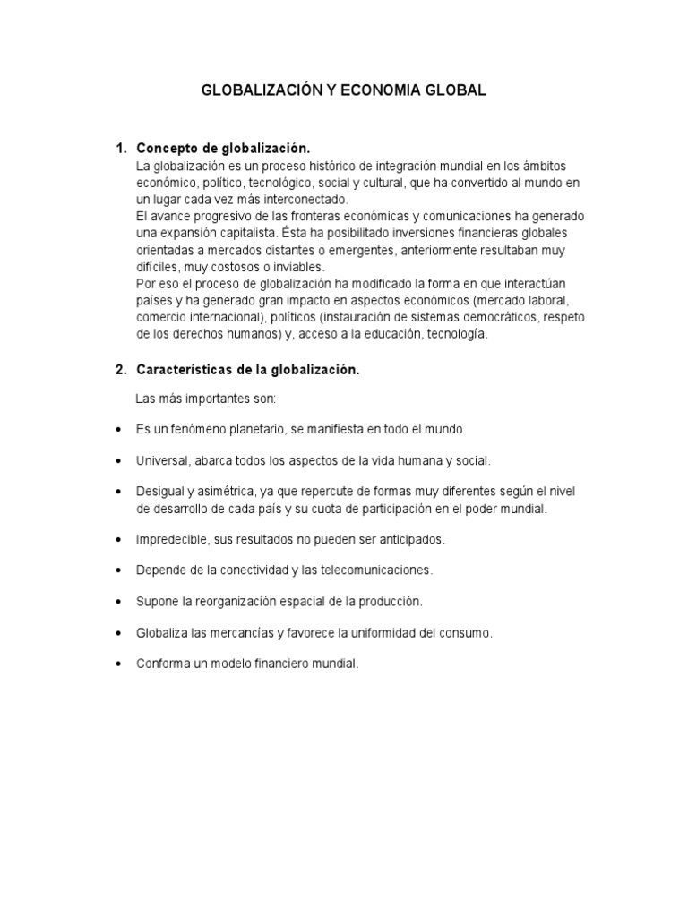 Impacto de la Globalización en la Economía | PDF | Globalización | Comercio